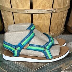 Teva Original Universal Blue Green Ombré Stripe Adjustable Sandals Womens Size 9